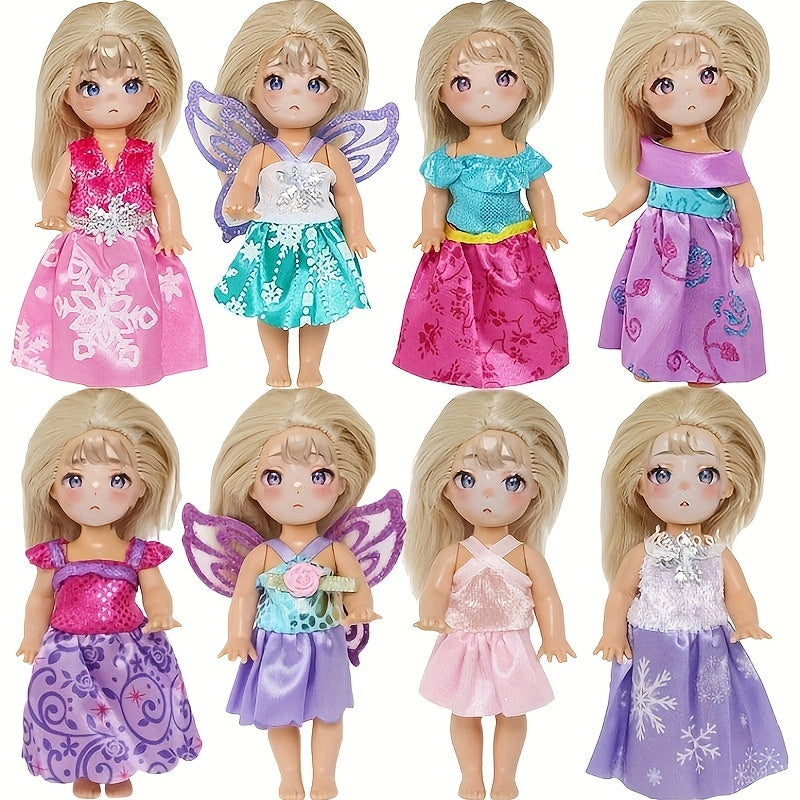 8 Sets 10-16cm Doll Clothes or 5 Pairs Shoes Fairy Suit for Mini Baby Doll
