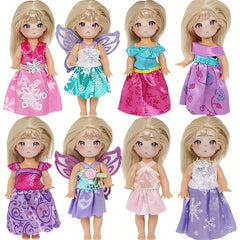 8 Sets 10-16cm Doll Clothes or 5 Pairs Shoes Fairy Suit for Mini Baby Doll