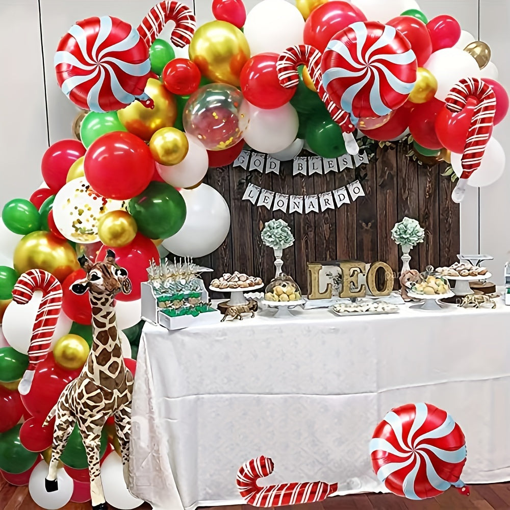 102pcs Christmas Balloons Garland Arch Kit Red Green Golden Confetti Balloons