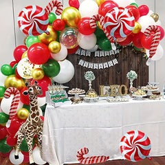 102pcs Christmas Balloons Garland Arch Kit Red Green Golden Confetti Balloons