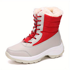 Warm Snow Boots for Women Lace Up Platform Winter Boots with Faux Fur