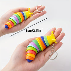 3pcs Fidget Slug Key Chain Toys 3D Articulated Stress Relief Flexible Hand Toy