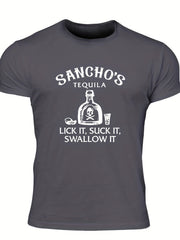Men's Tequila Print T Shirt Comfy Stretchy Summer Outdoors