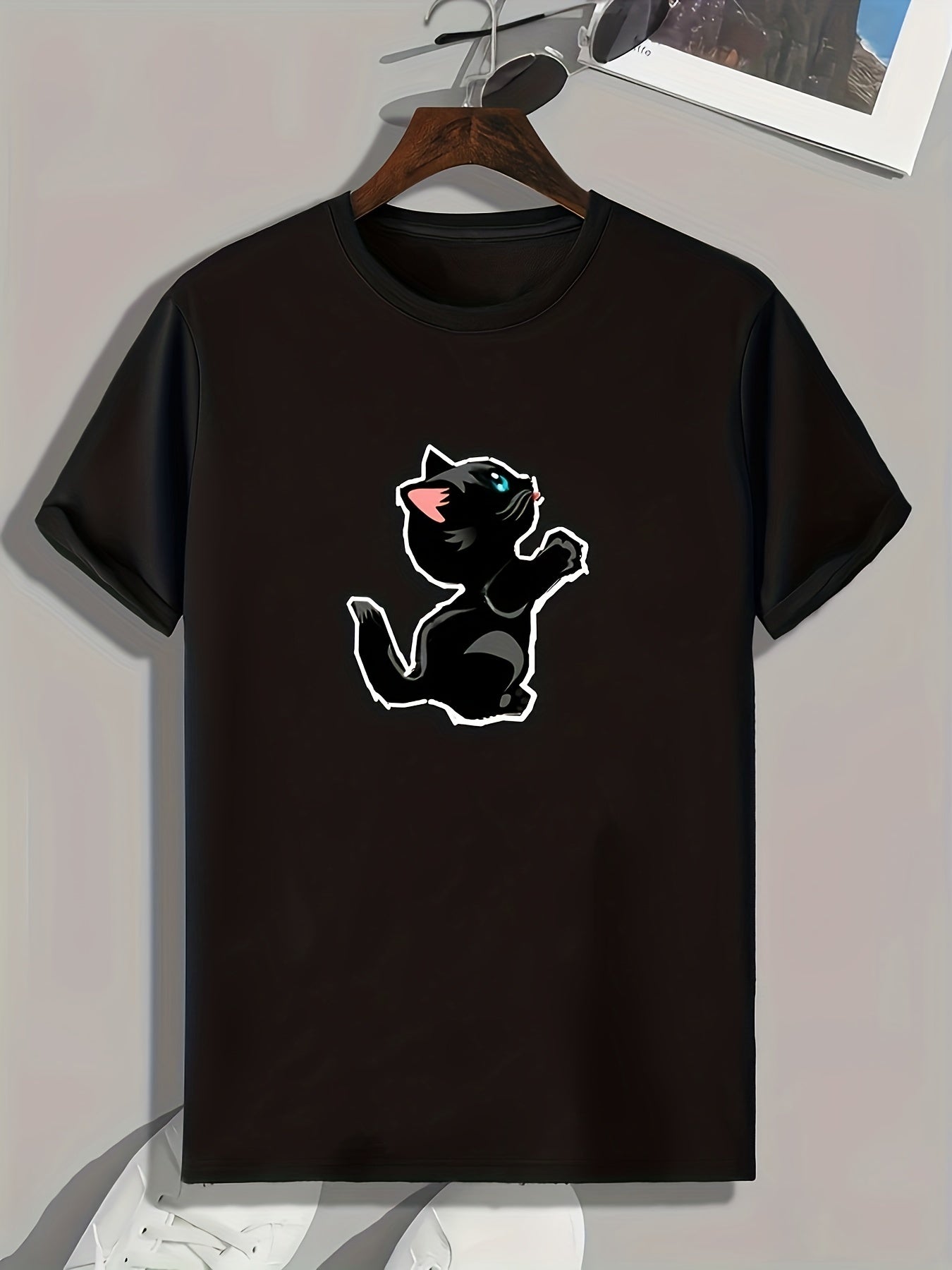 Cat Pattern Print Men's Graphic Tee