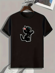 Cat Pattern Print Men's Graphic Tee
