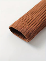 Baby's Turtleneck Ribbed All-match Long-sleeved T-shirt 3pcs Set