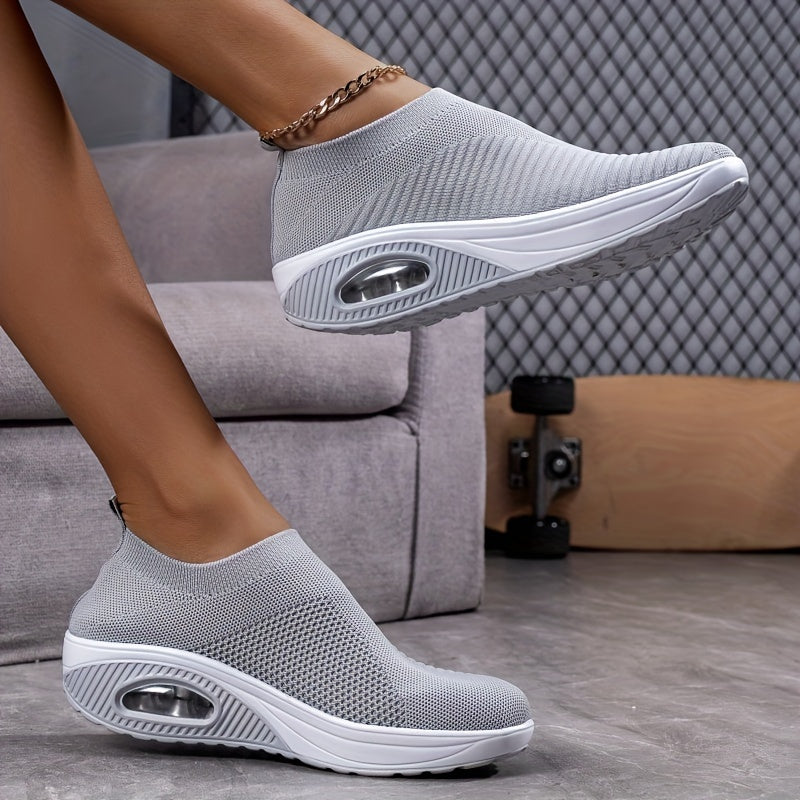 Women's Air Cushion Platform Sneakers Slip-on Walking Shoes