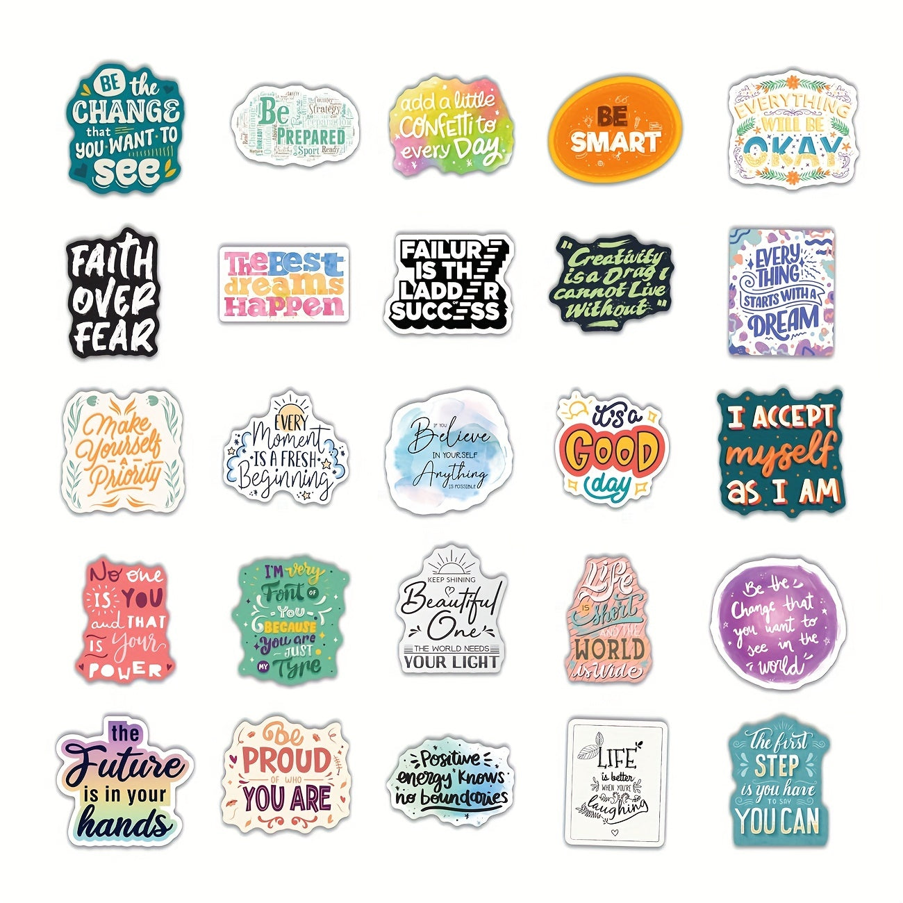 50pcs Inspirational Words Stickers Motivational Quote Vinyl Positive Sticker