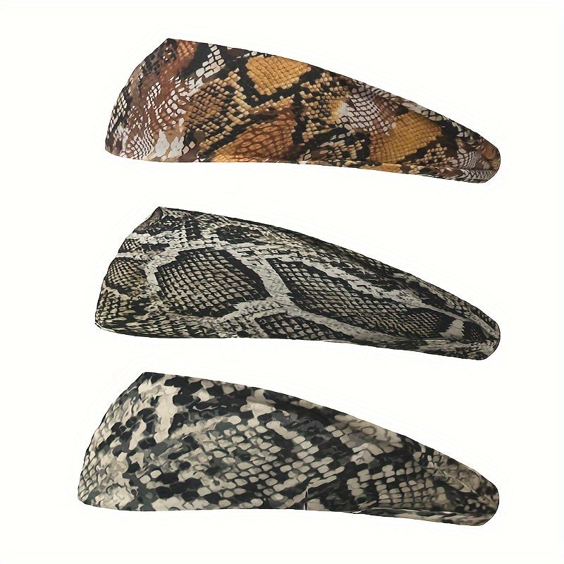 3pcs Animal Print Sports Sweatband Non Slip Headband for Running Yoga Fitness