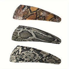 3pcs Animal Print Sports Sweatband Non Slip Headband for Running Yoga Fitness