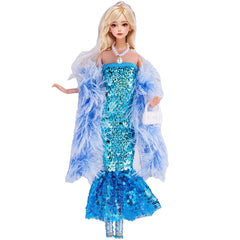 Princess Party Dress for Dolls 30 Sequins Mini Gown Kids Playhouse