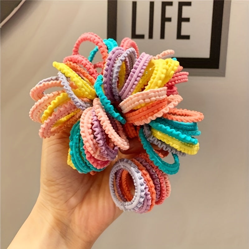 50pcs Colorful Ruffled Mini Hair Ties for Baby Girls