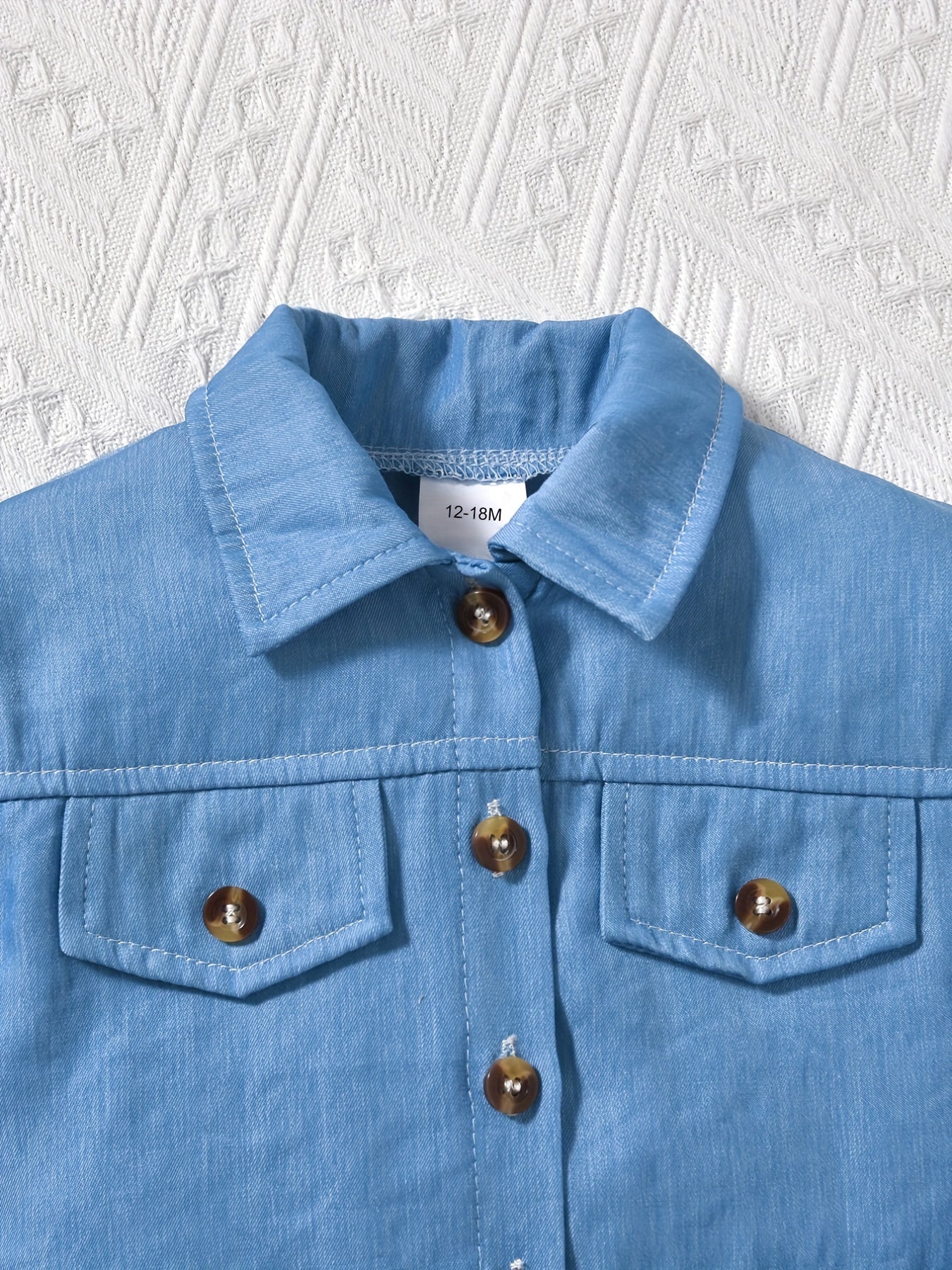 Baby Girls Denim Shirt Cardigan Polka Dot Dress Set