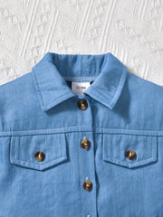Baby Girls Denim Shirt Cardigan Polka Dot Dress Set