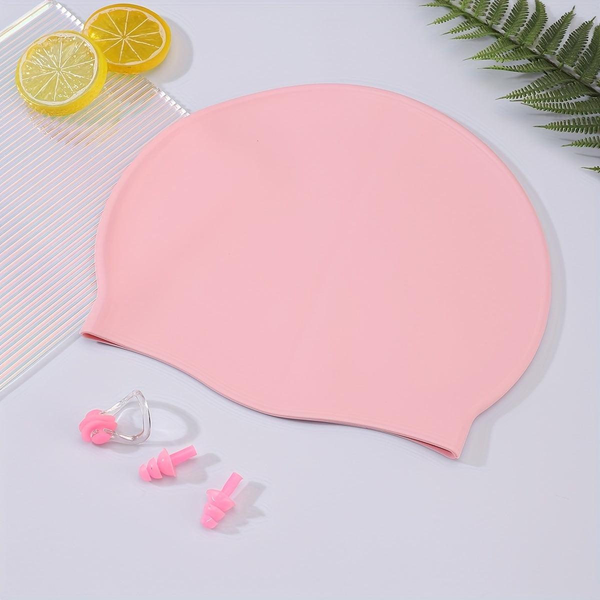 3pcs Adult Silicone Swimming Cap Nose Clip Earplug Set - Unisex Waterproof