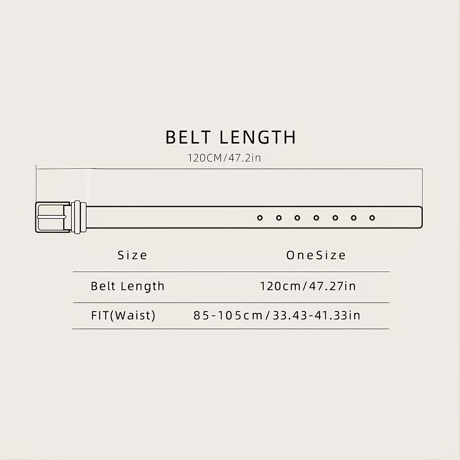 Men's Leather Belt with Pin Buckle and Two Rings