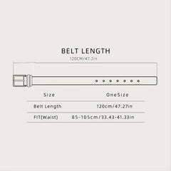 Men's Leather Belt with Pin Buckle and Two Rings