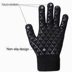 Men's Fleece Winter Touch Screen Gloves Thickened Warm Wool Knitted