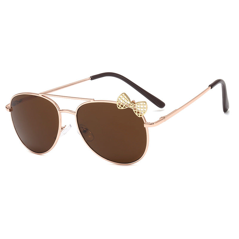 Girls Bow Metal Frame Decorative Sunglasses for Party Travel