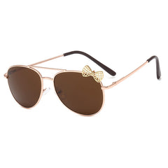 Girls Bow Metal Frame Decorative Sunglasses for Party Travel