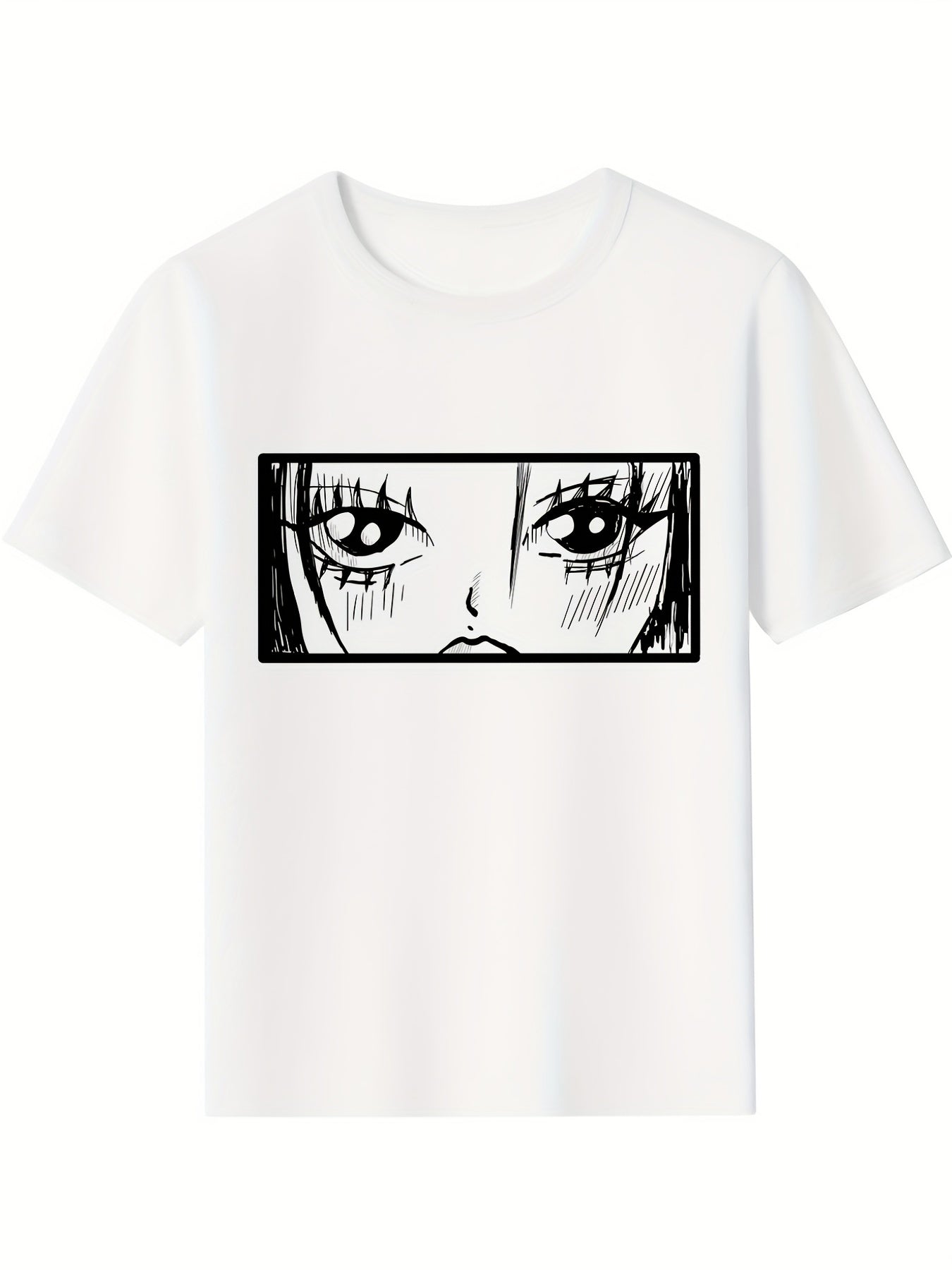 Girls Cartoon Portrait T-shirt Soft Cotton Crew Neck Short Sleeve
