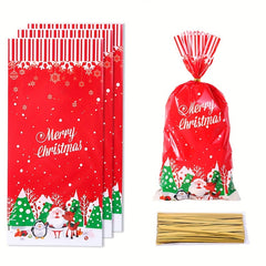 50pcs Christmas Candy OPP Packaging Bag Santa Claus Snowflake Gift Bag
