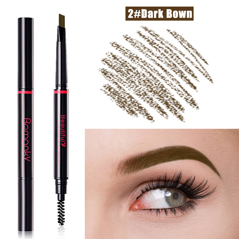 ROMANKY Eyebrow Pencils Double Headed, No Smudge, Beginner Makeup Pencils