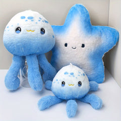 Marine Life Plush Toy Bundle - Jellyfish Seahorse Starfish Stuffed Animals