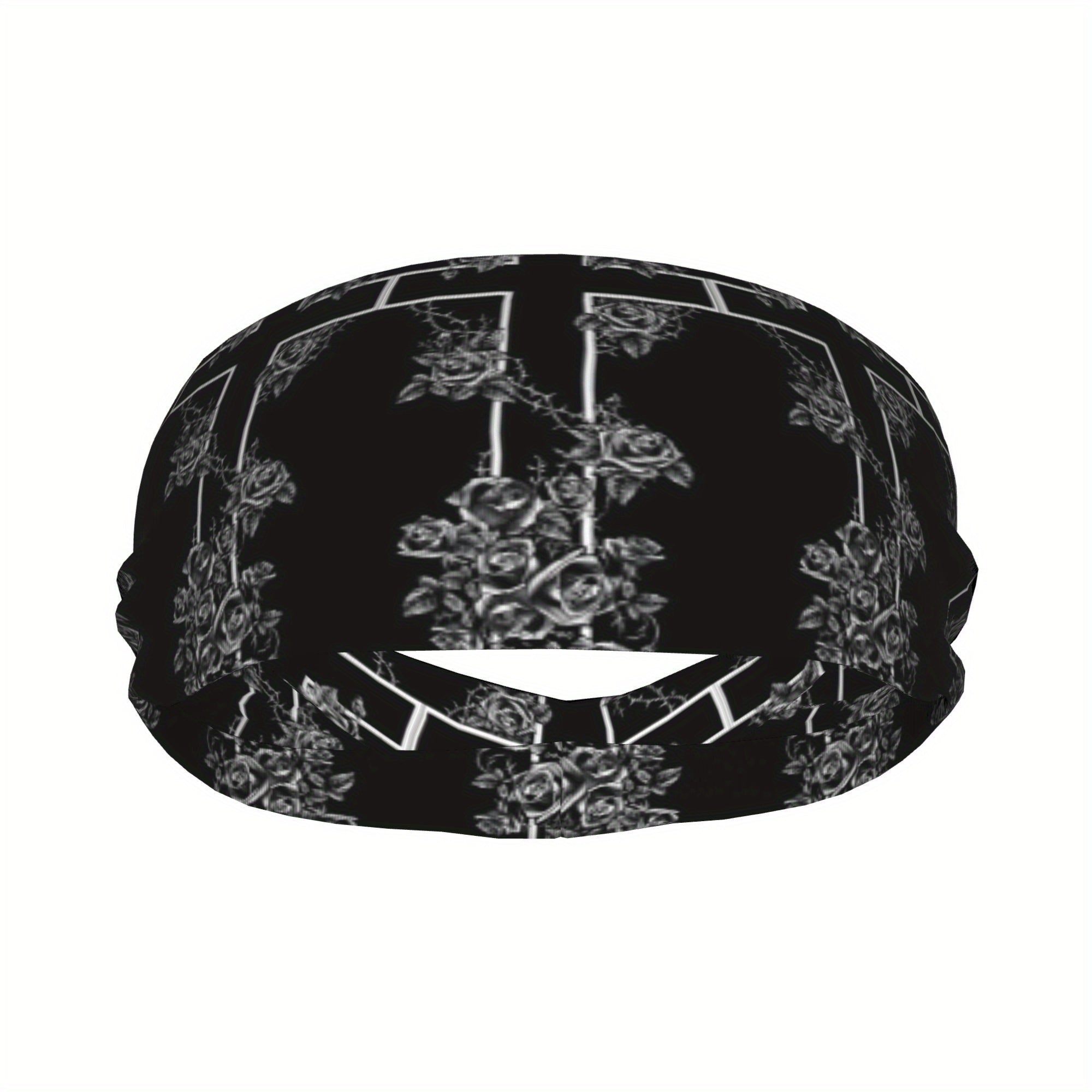 Gothic Floral Sports Headband Sweat Wicking Polyester for Yoga Gym Running
