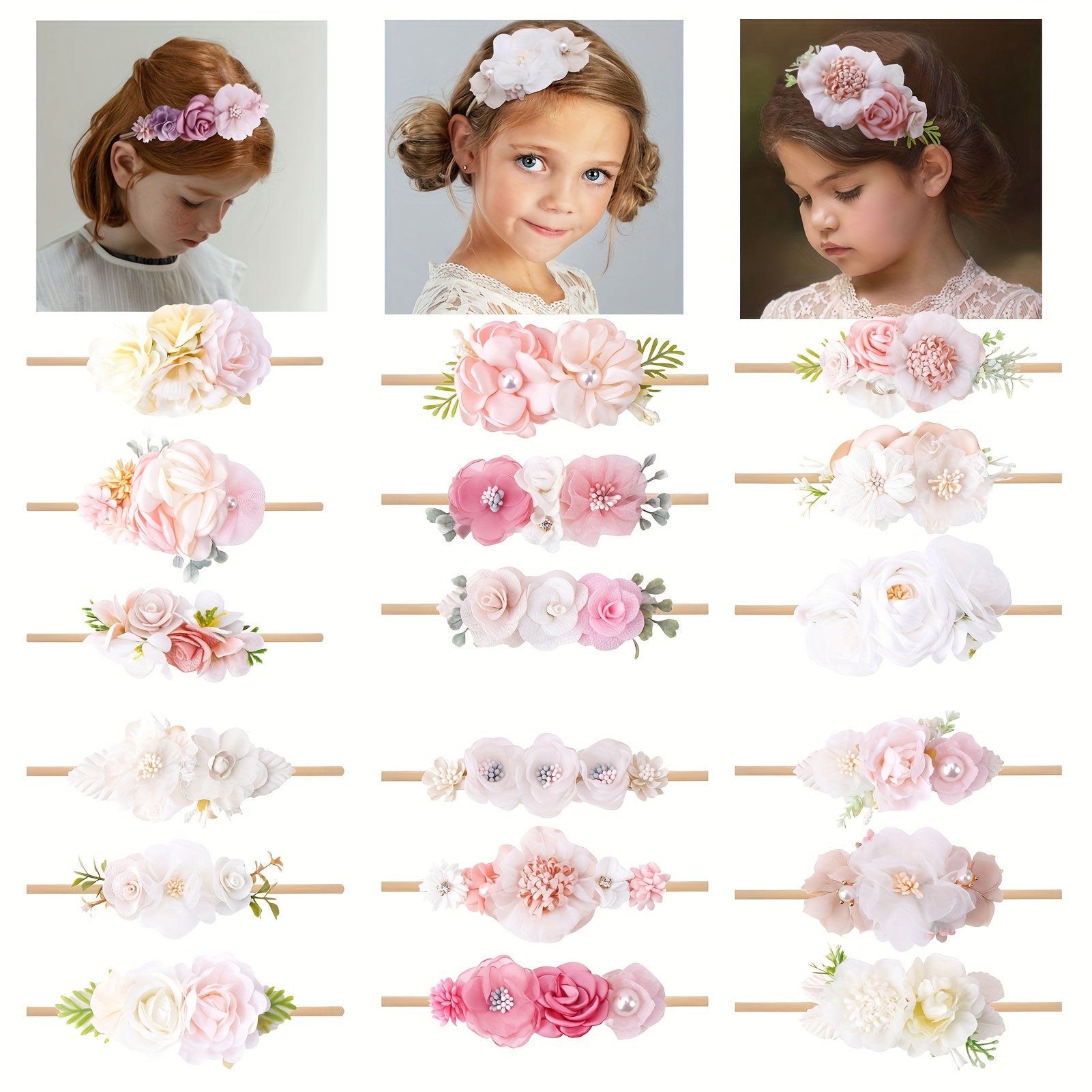 3pcs Baby Hair Ties Flowers Kids Hair Accessories Gift For Children