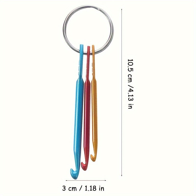 3pcs Crochet Needles Mini Aluminum Keychain DIY Crafts Tools Random
