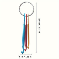 3pcs Crochet Needles Mini Aluminum Keychain DIY Crafts Tools Random