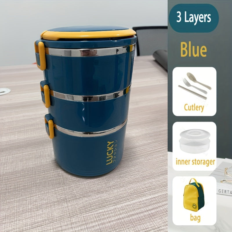 Large Capacity Stainless Steel Lunch Box Set with Bag