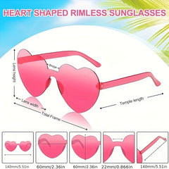 2pcs Frameless Heart Shaped Sunglasses for Parties
