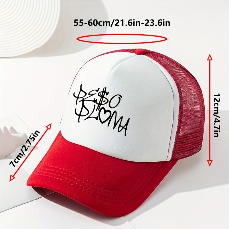 Gothic Letter Print Trucker Hat Mesh Baseball Cap