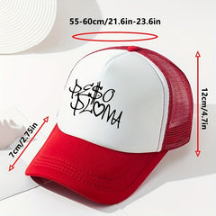 Gothic Letter Print Trucker Hat Mesh Baseball Cap