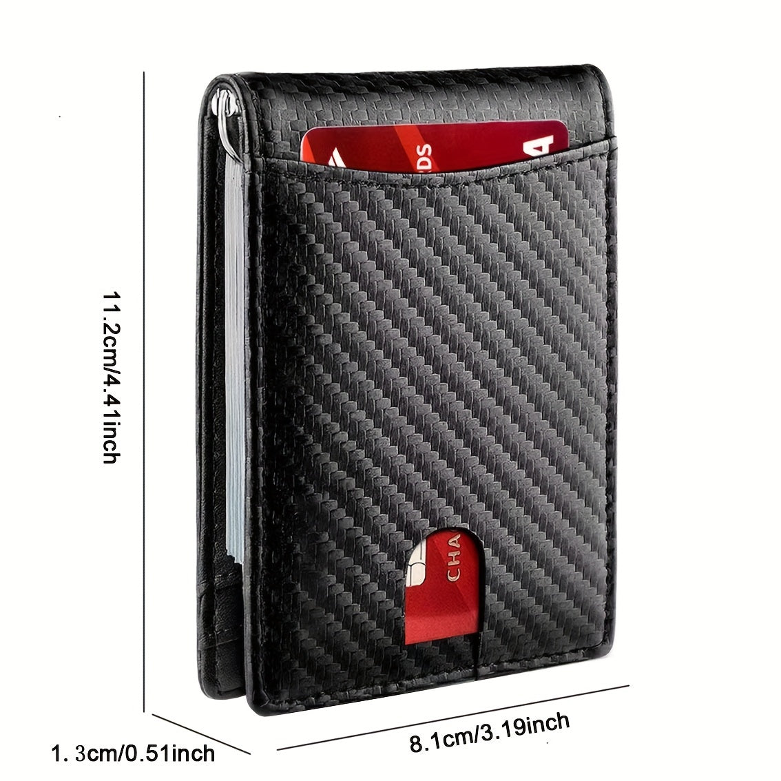 Men's Carbon Fiber Wallet RFID Blocking Credit Card Holder Money Clip