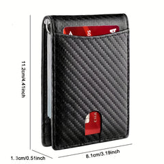 Men's Carbon Fiber Wallet RFID Blocking Credit Card Holder Money Clip