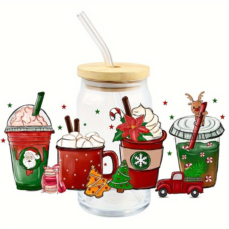Christmas 3D UV DTF 16oz Cups Wrap Sticker DIY Label Transfer Stickers