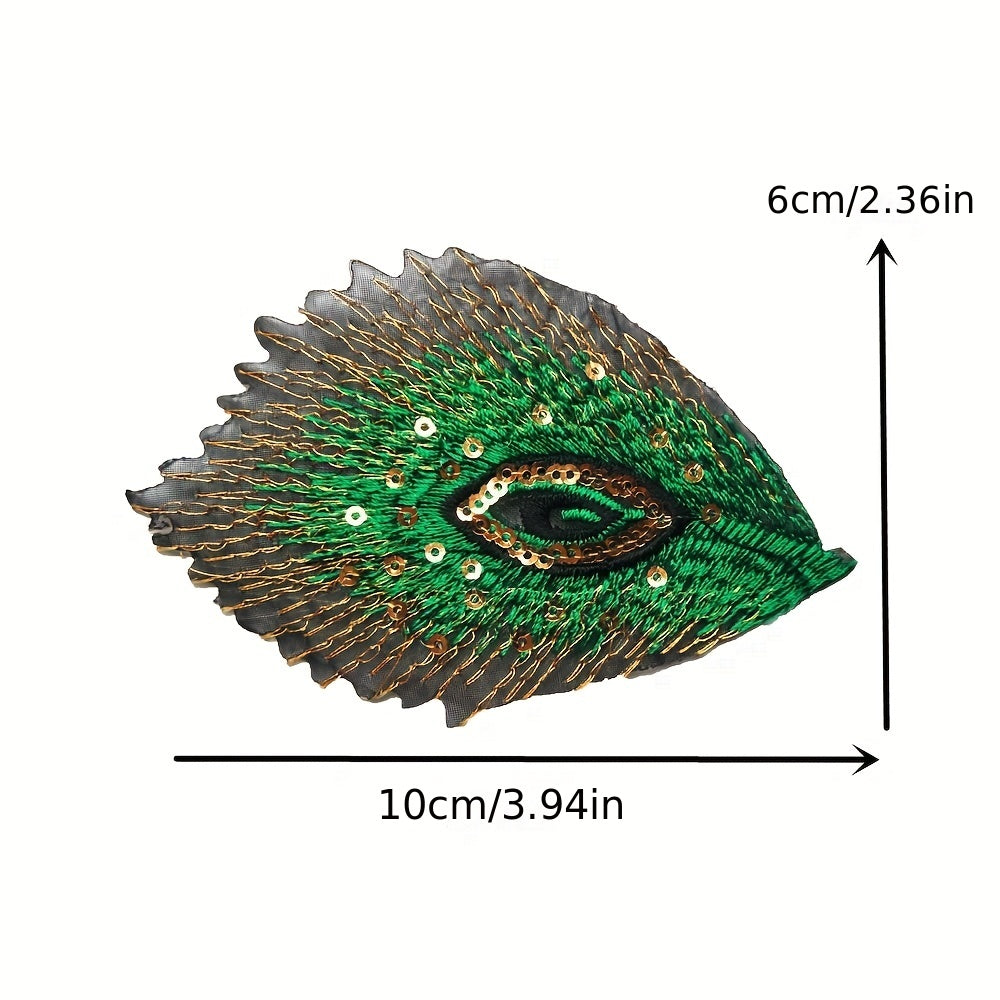 10pcs Peacock Feather Sequins Embroidered Cloth Patches For Clothing Repair