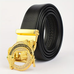 Men's Automatic Buckle Gemstone Belt with Artificial Diamonds