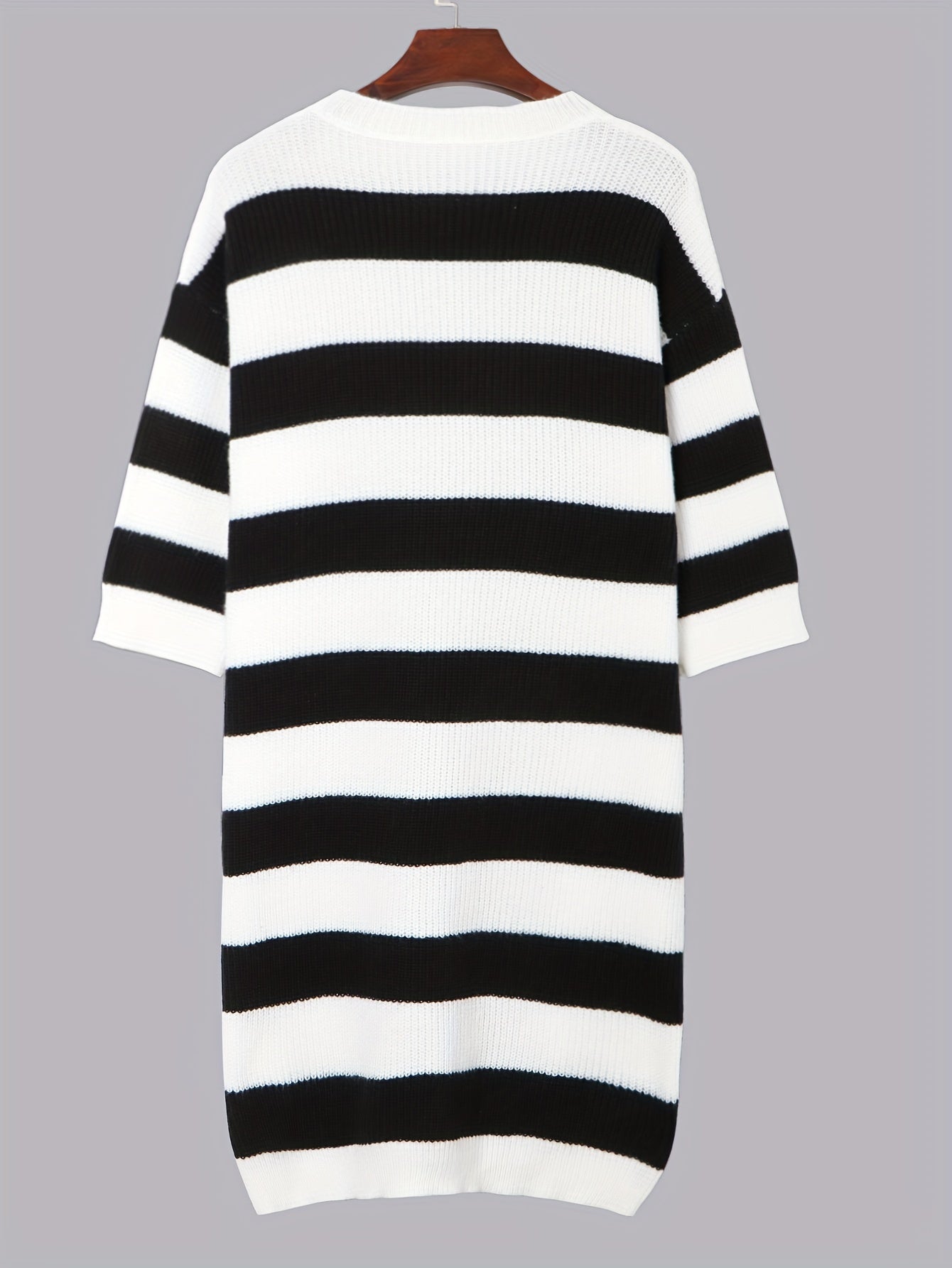 Striped Sweater Dress Crew Neck