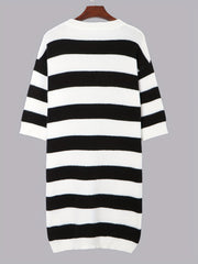Striped Sweater Dress Crew Neck