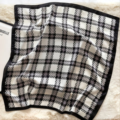Classic Checkered Silk Scarf Gift For Her