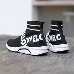 Boy's Slip On Sock Shoes Breathable Woven Knit Sneakers For Outdoor Walking