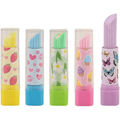 10 Lipstick Erasers Girls Party Bag Fillers Assorted Colours Fun Novelty