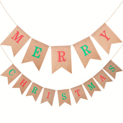 Jute Cloth Dovetail Flag Merry Christmas Banner Christmas Party Decoration