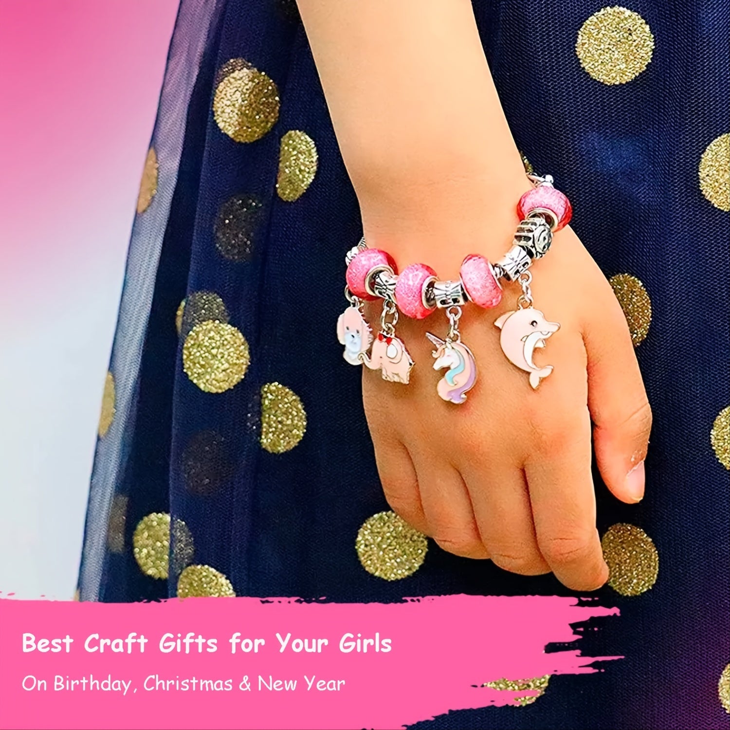 DIY Charm Bracelet Making Kit with Beads for Girls & Adults
