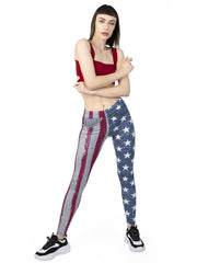 Sexy Flag Jean Print Leggings High Waist Slim Leggings