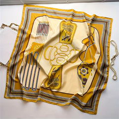 Geometric Print Bandana Square Scarf Silk Shawl Head Wrap Turban